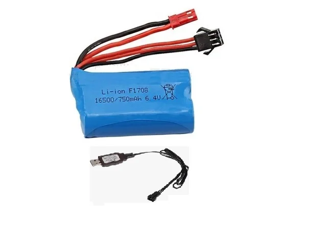 6.4v 750mah 15C 16500 Li-ion Battery RC toys battery SM-2P JST-2P for remote control car ship drone