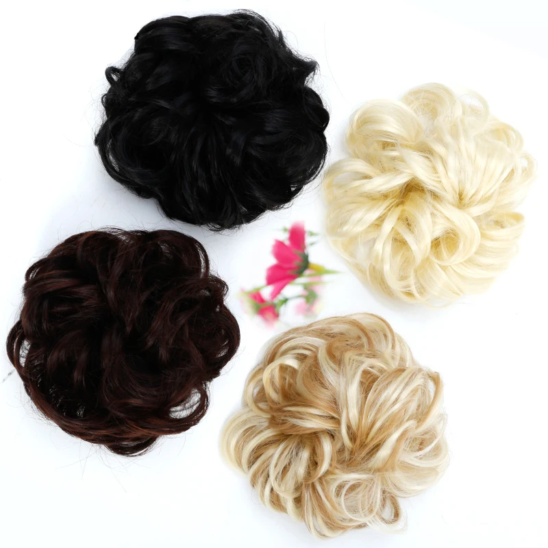 AILIADE Fashion Synthetic Fake Hair Bun Chignons for Adult Women Elastic Scrunchies Hair Piece Bun Hairpieces for Women