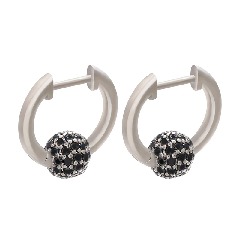 ZHUKOU One Pair 17x19mm CZ crystal small hoop earrings with balls for women lady Brass popular earring hoop jewelry model:VE169 image 3