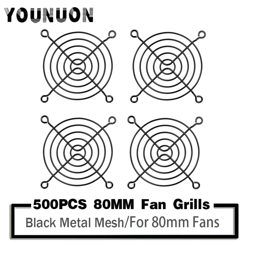 500 Pieces Black 80mm Fan Grills 80x80mm Metal Wire Finger Guard For CPU Fan DC Fan Grill Guard Protector