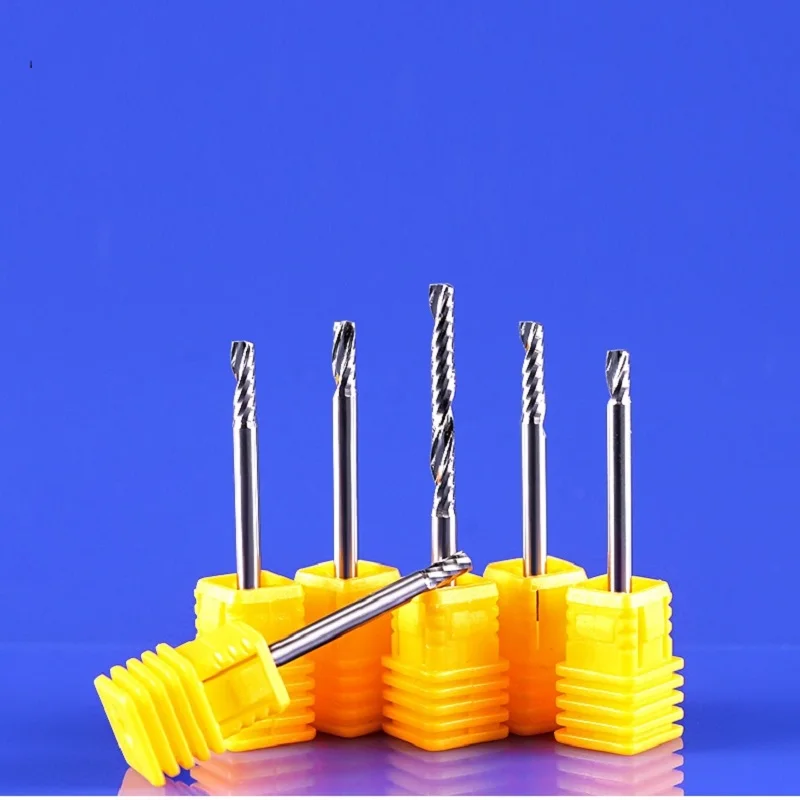 Cortador de fresado de un solo Borde de 3.175mm, herramienta de grabado de ordenador de un solo Borde de PVC Acrílico