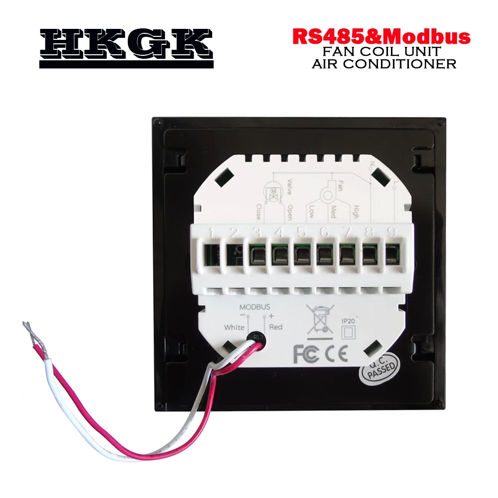 95-240VAC,24VAC 2Pipe smart heat cool temp thermostat Modbus& RS485 RTU communication for fan coil unit  3 speed