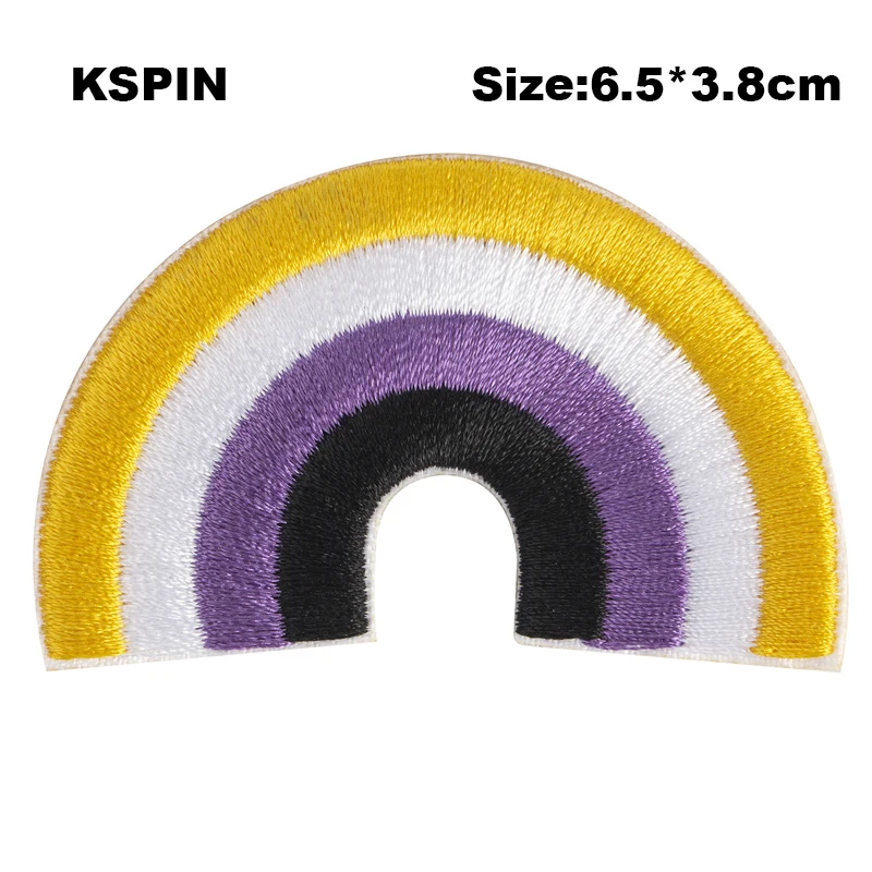 6.5*3.8CM LGBT Rainbow Transgender Bisexual Asexual Nonbinary Pansexual Pride Embroidery Patches Iron on Saw on Badges