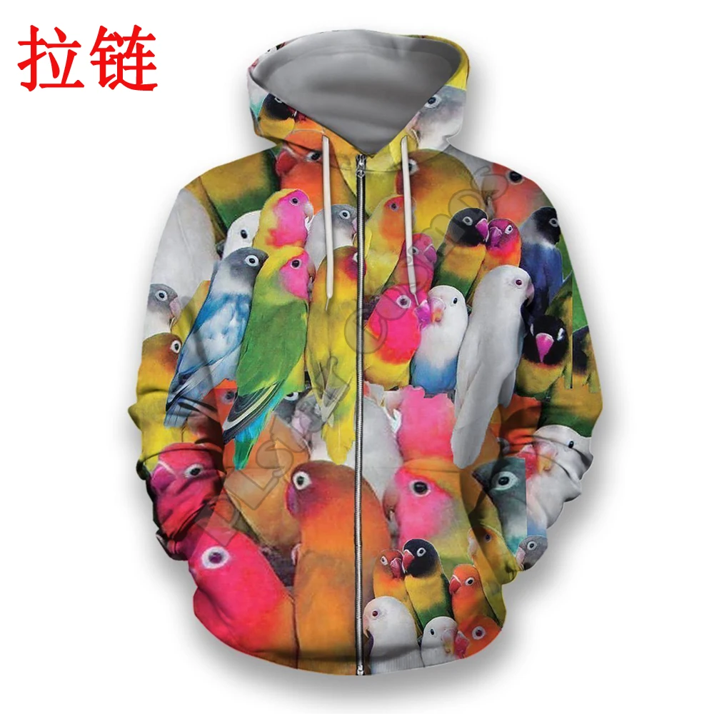 

Animal Love Parrot 3D All Over Printed Mens autumn Zip Hoodie Harajuku Unisex Casual Pullover Streetwear Jacket Tracksuits DK237