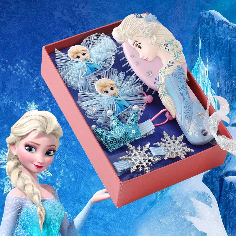 Disney Frozen Elsa Original Figure Makeups Toys Comb Hairpin Rubber Band Set With Box Girls Christmas Gift