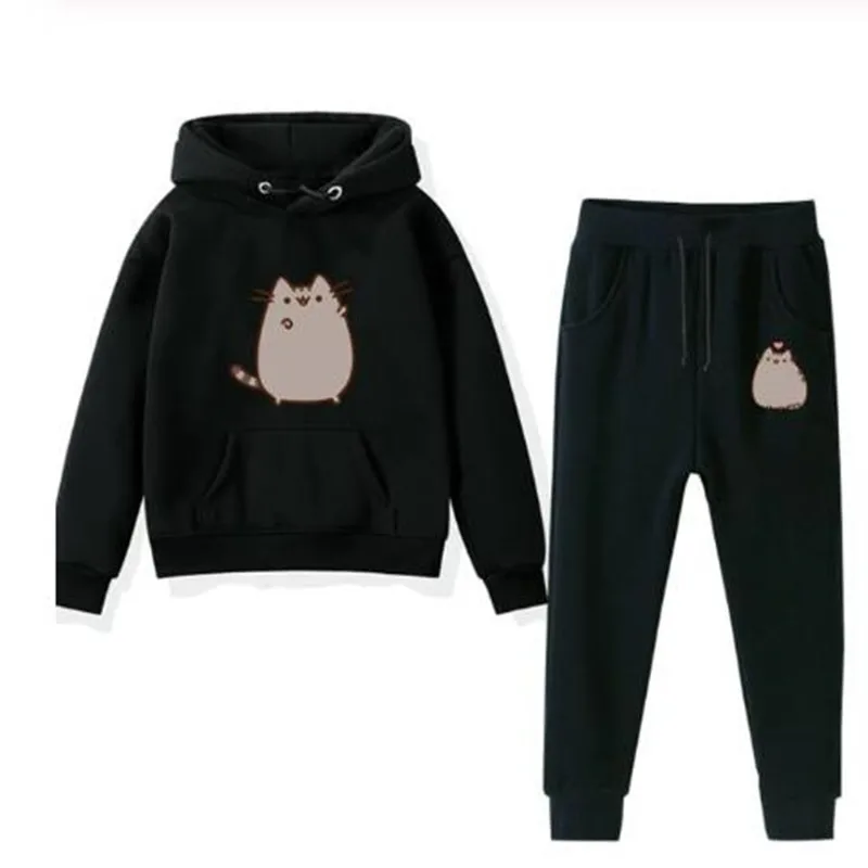 Kids pusheen Sweatshirt Pants Suit Children Sweatshirts Hoodies Boys Girls Beautiful Sportswear Pullover Hoodies Birthday Gift