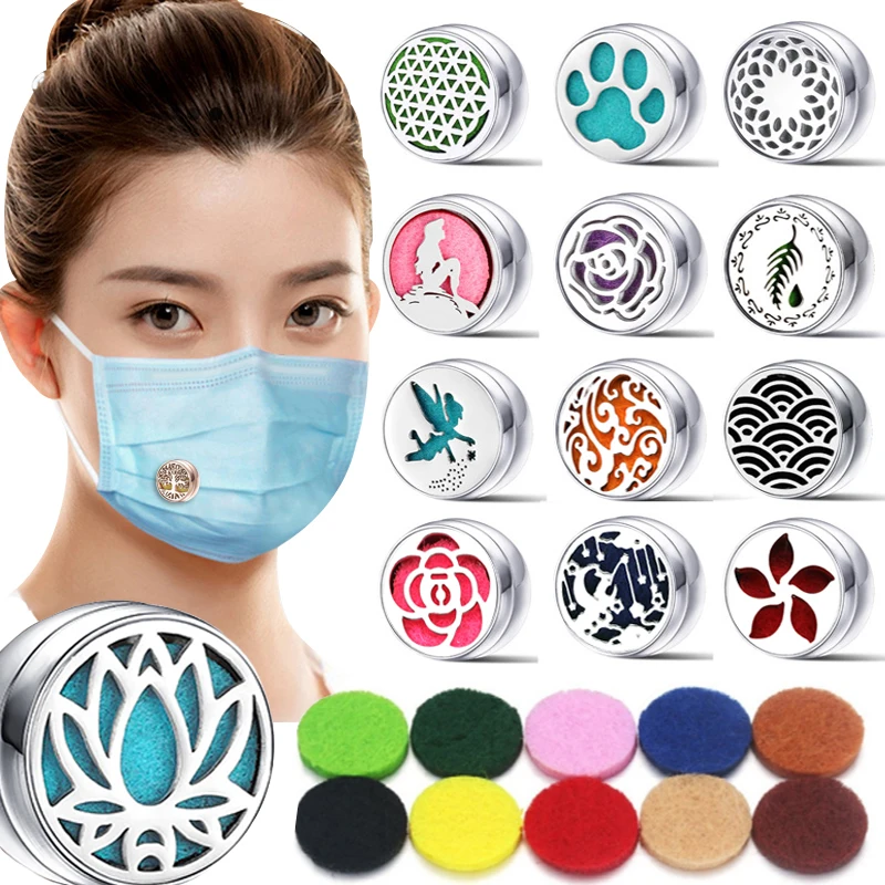 Aromatherapy Face Diffuser Clip Stainless Steel Essential Oil Locket Magnetic Buckle Unisex Cuff and Collar Brooch Jewelry Gift