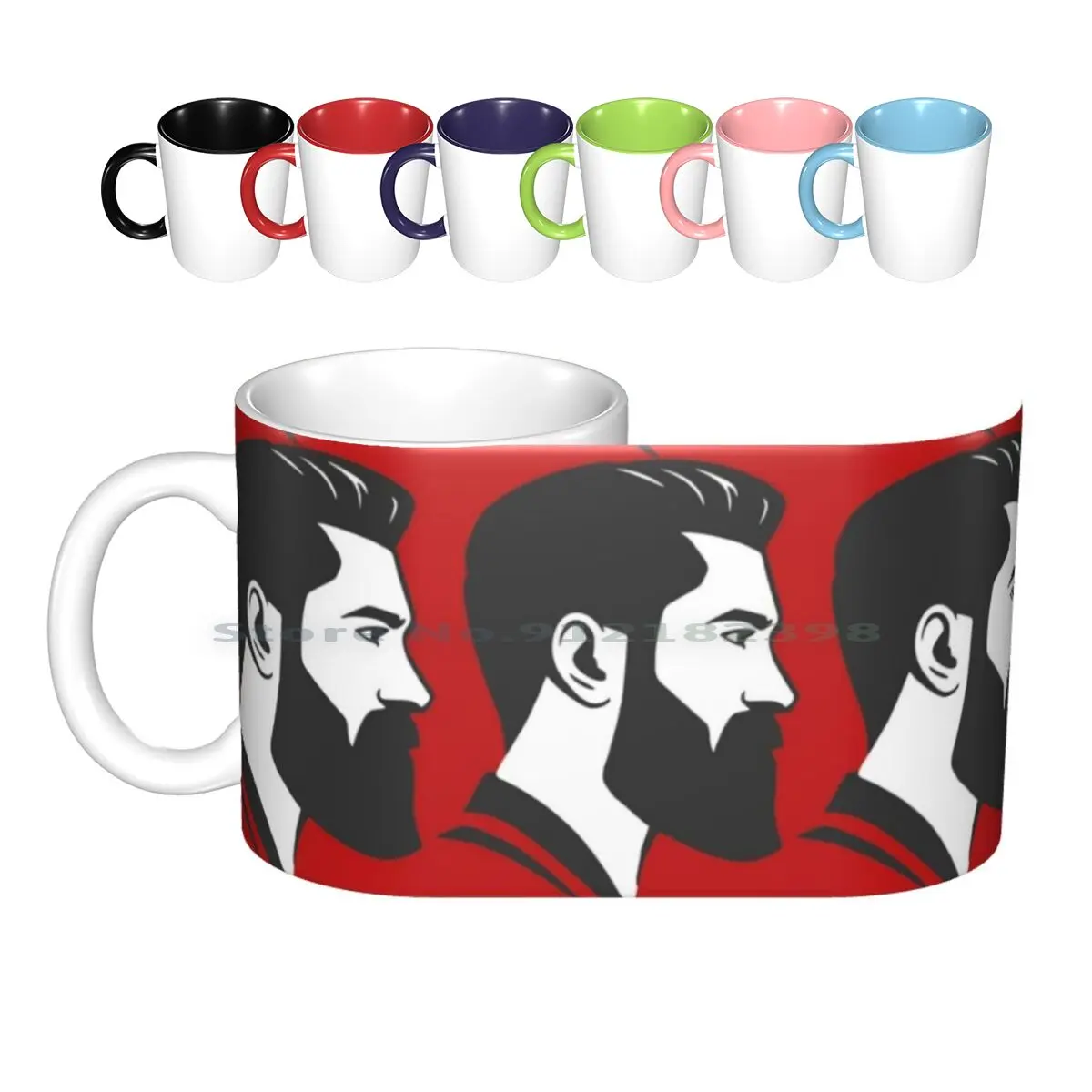 Beard-Side View Ceramic Mugs Coffee Cups Milk Tea Mug Beard Man Moustache Barber Beards Manly Shaving Beard Lovers Black Bad