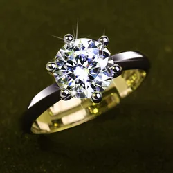 24K Gold 1ct Lab Diamond cz Ring Real 925 sterling silver Engagement Wedding band Rings for Women Men Moissanite Party Jewelry