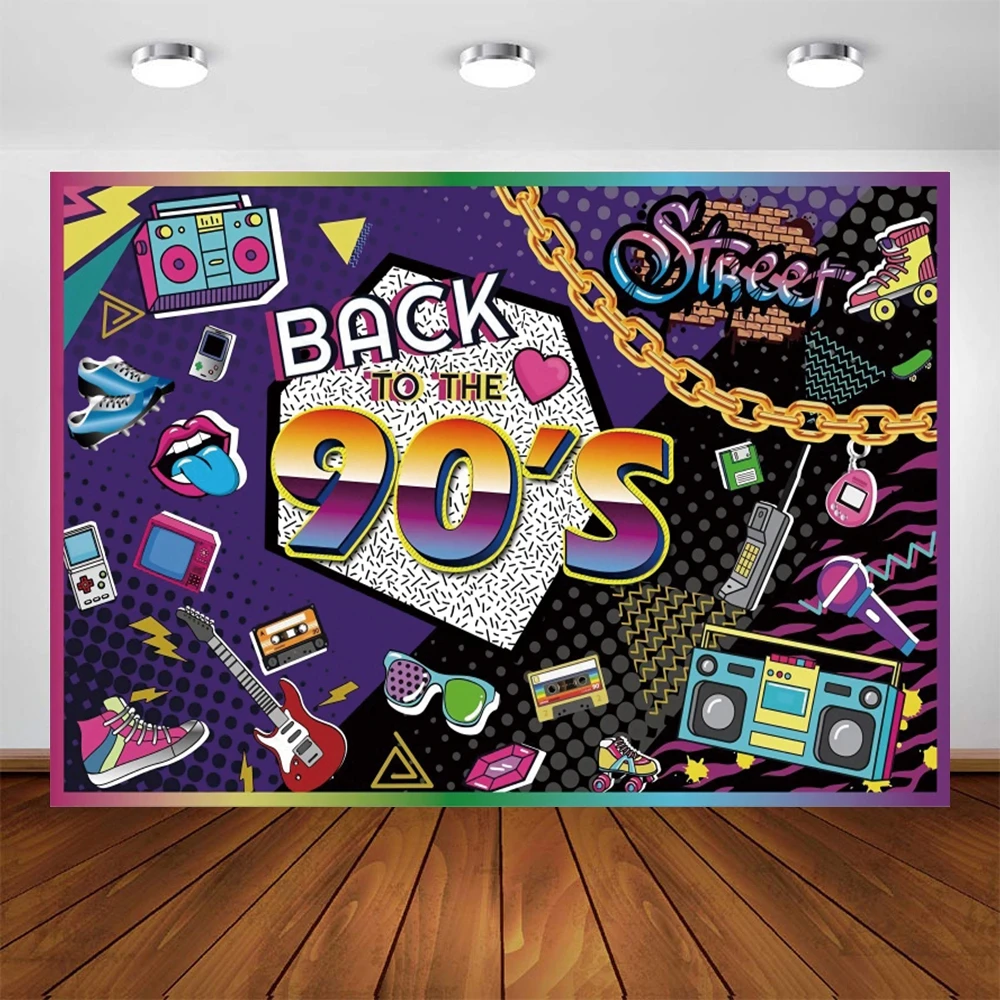 กลับ90 Wild Party การถ่ายภาพฉากหลัง Hip Hop เพลง Photocall ผู้ใหญ่วันเกิดตกแต่งพื้นหลัง Photophone Photo Studio