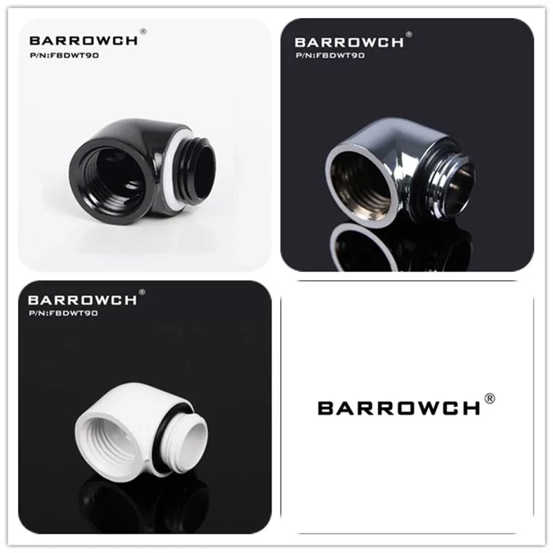 Barrowch PC water cooling Fitting tube connector G1/4 90 degree Adapter (Male to Female) water cooler FBDWT90