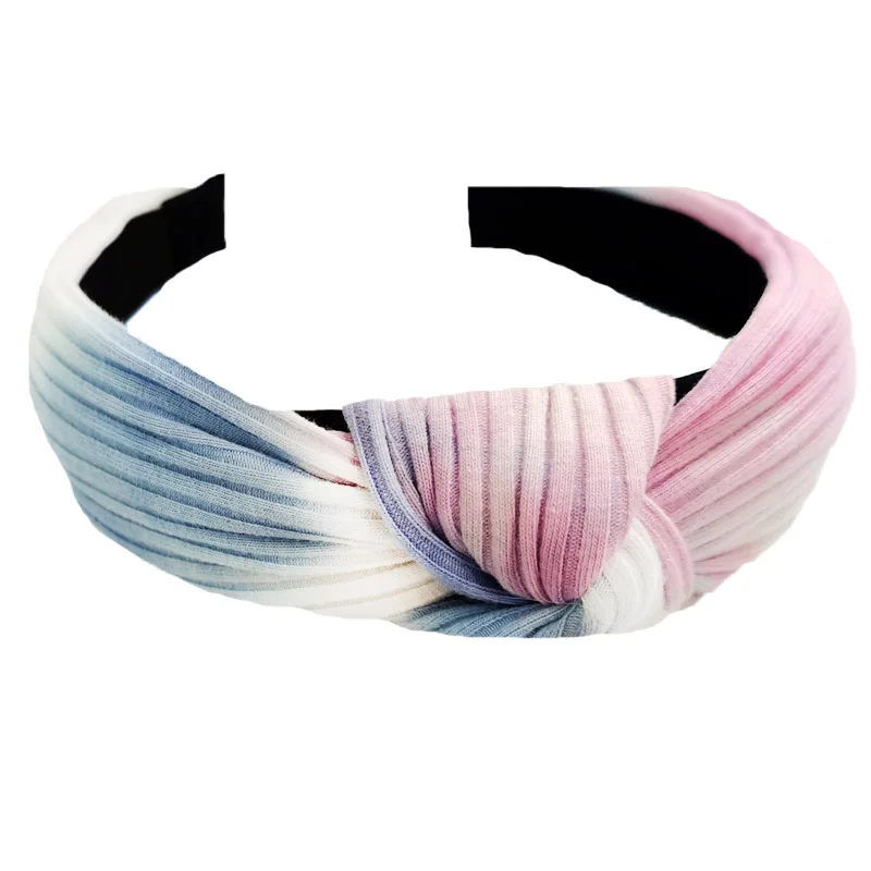 Women Tie dye Ribbed cotton headbands New 2020 Summer Colorful print Knot Hairbands Hair Accessories For ladies girls Headwear