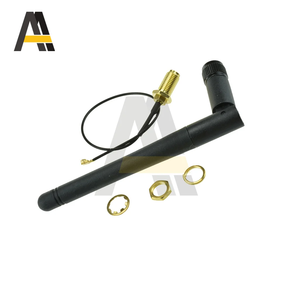 2.4GHz 3dBi Antena WiFi Aerial RP-SMA Router Nirkabel Pria + 20Cm Garis PCI U.FL IPX Ke RP SMA Kabel Pigtail Pria ESP8266 ESP32