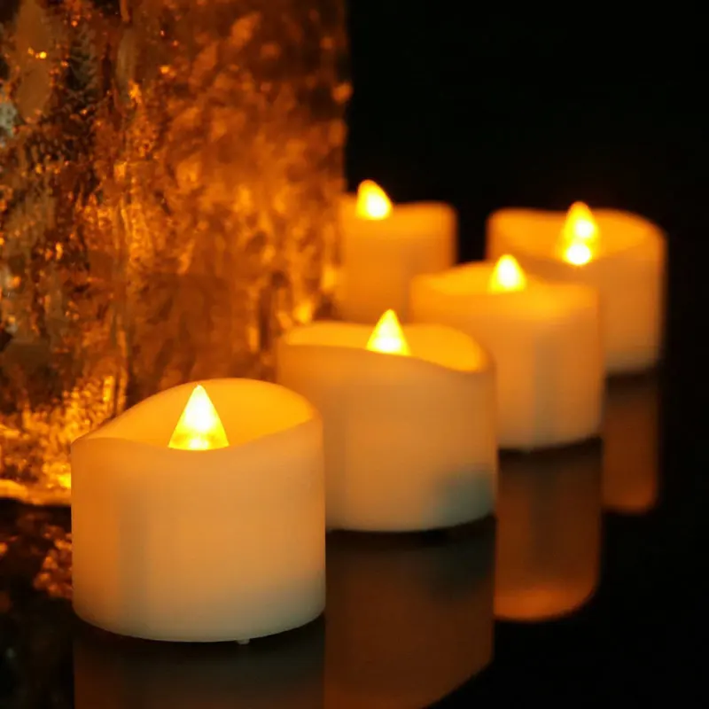 

48pcs/lot Battery Votive Candles Remote or Not Led Candles TeaLight Party Candle lamp Electronic Lighting Home Bar Xmas-W White