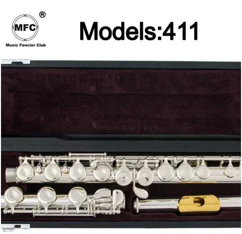 

Music Fancier Club Профессиональная флейта 411, посеребренная флейта, позолоченная пластина для губ, нога B, открытые, закрытые отверстия, 17 E Key
