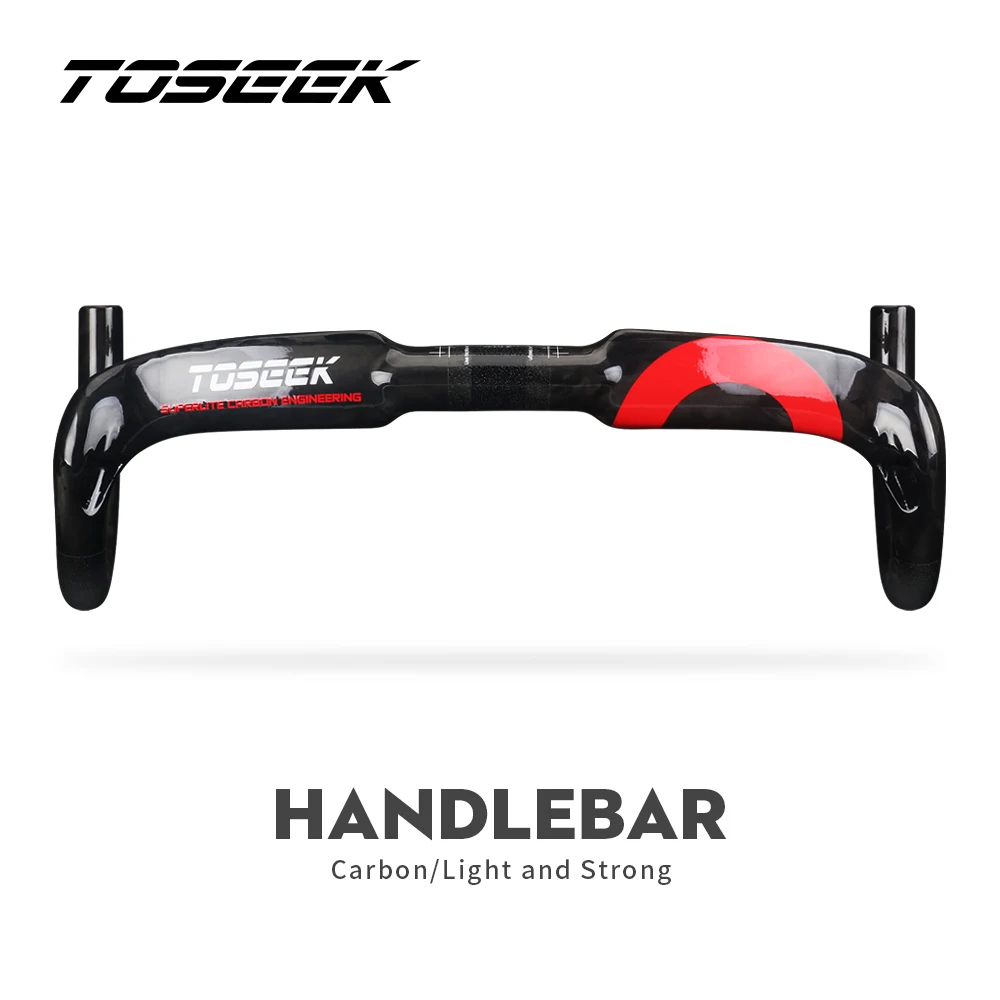 TOSEEK Carbon Handlebar 31.8MM 400/420/440MM Road Bike Handlebar Road Bicycle Carbon Handle Bar Internal Routing Bicycle Parts