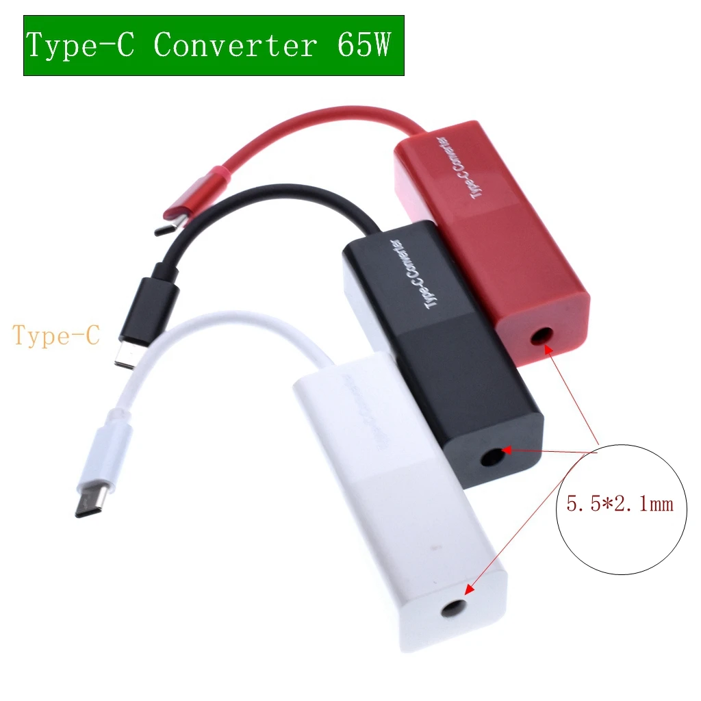 65W USB C Converter USB Type C Male Plug Connector to 5.5*2.1 4.0*1.7 7.4*5.0 4.5*3.0mm Female Jack Power Adapter for Laptops