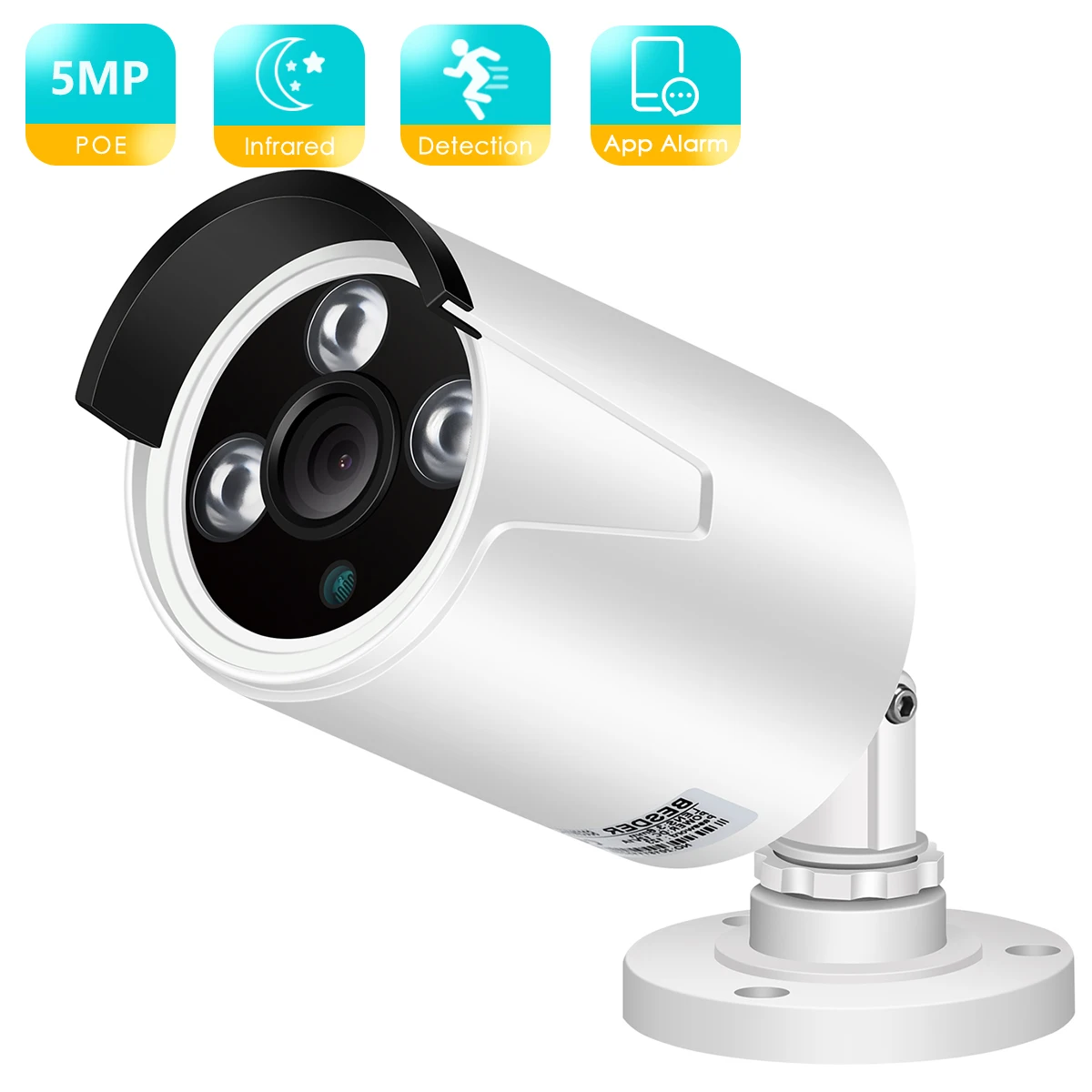 

BESDER 5MP Waterproof Super HD PoE CCTV IP Outdoors Night Vision IP Camera Wired Security Camera Motion Detection XMEye APP CCTV