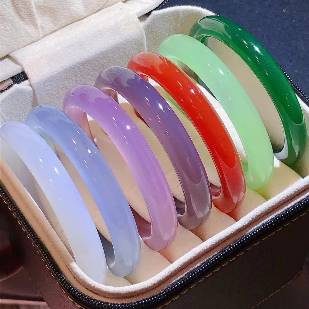 Latest Hot Style Natural Chalcedony Agate Bracelet Real Jade Bangle Boutique Multicolor Jewelry Accessories Gift Send Certificat