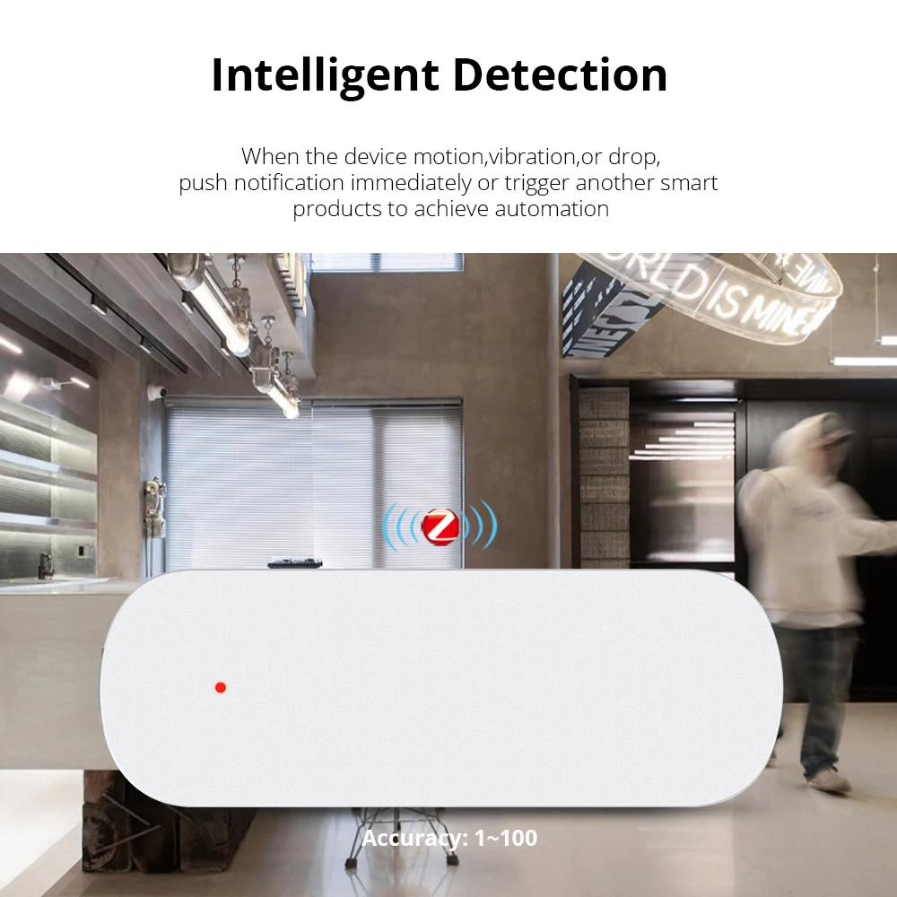 Zemismart Zigbee Wireless Smart Vibration Sensor Intelligent Detection Alarm Home Security System SmartLife SmartThins Control