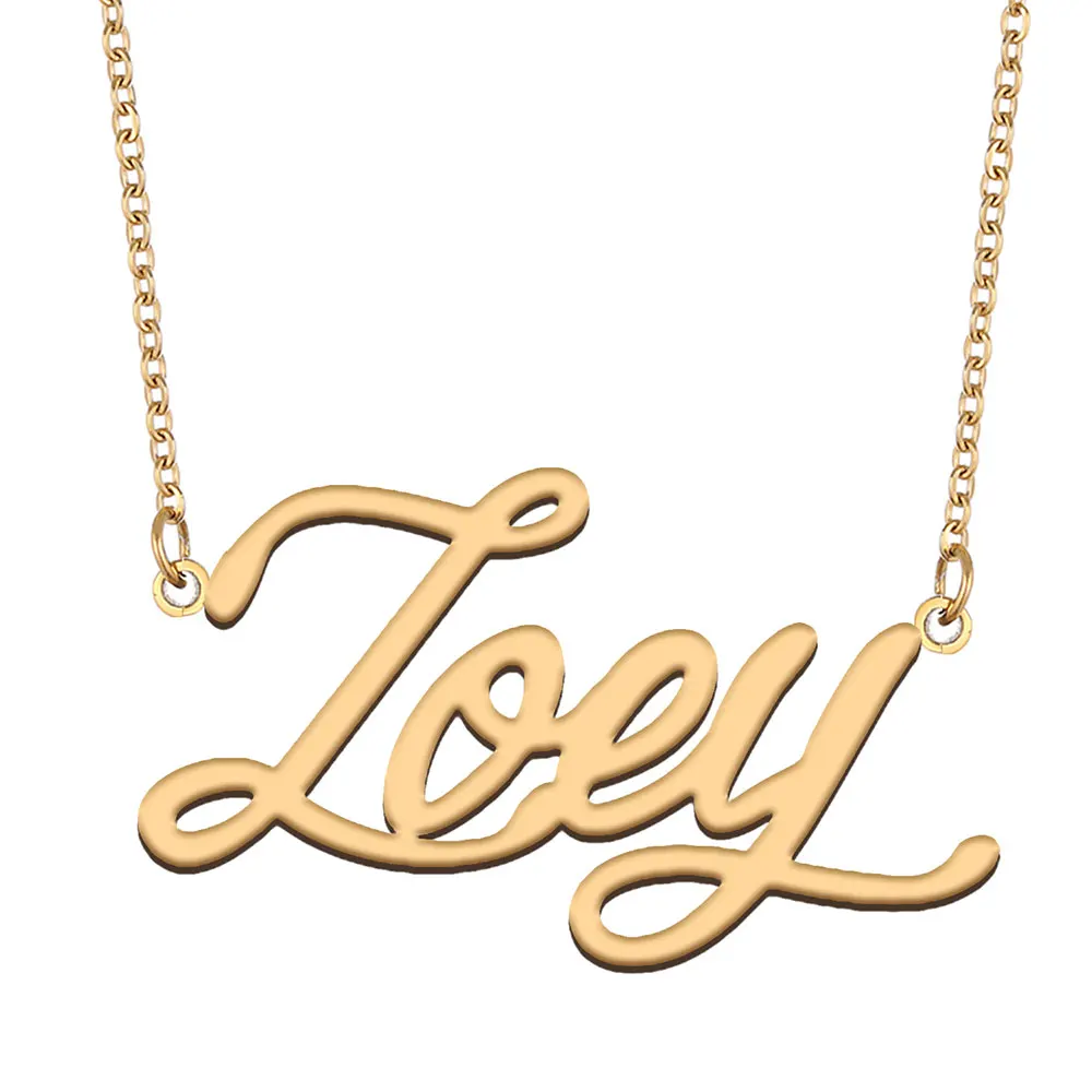 

Zoey Name Necklace for Women Stainless Steel Personalized Jewelry Gold Plated Nameplate Pendant Femme Mother Girlfriend Gift