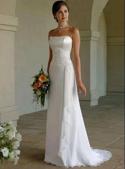 Vestido de noiva angsbridep, vestido de casamento simples e formal de chiffon com aplique, alta qualidade, linha a, vestido de noiva