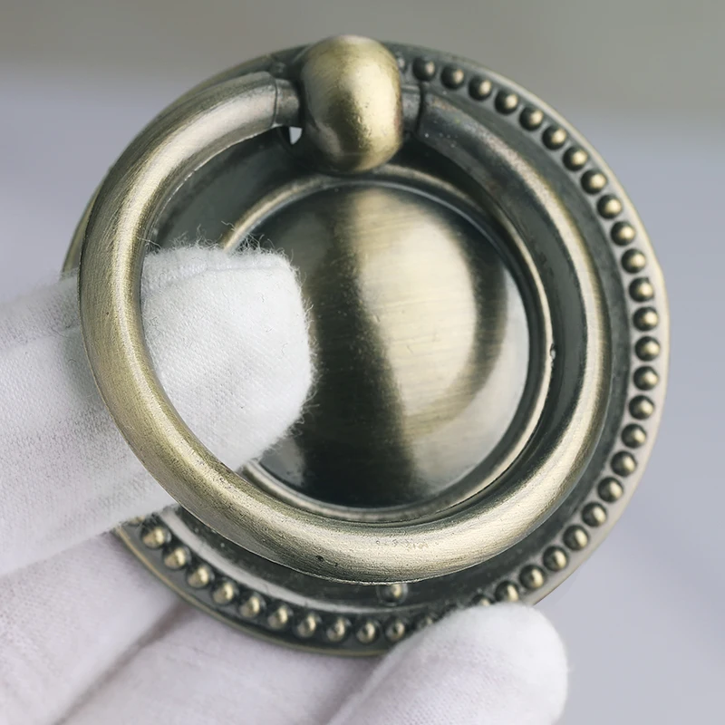 Rustic Retro Style Vintage Furniture Antique Silver Iron Drop Ring Drawer Shoe Cabinet Knob Pull  Oval Keyhole handle
