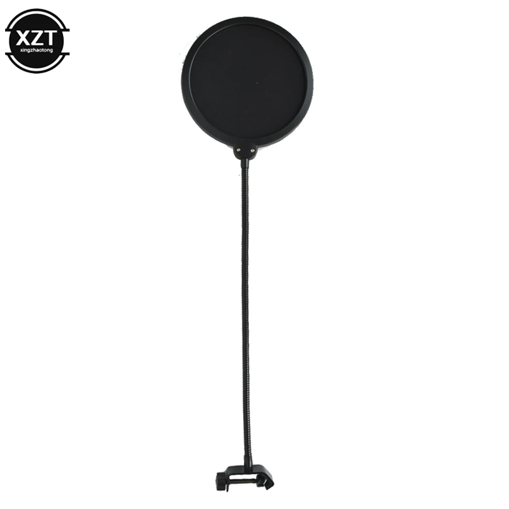 Lapisan Tahan Lama Kaca Depan Studio Mikrofon Profesional Fleksibel Masker Mic Pop Filter Bilayer Perisai untuk Berbicara Rekaman
