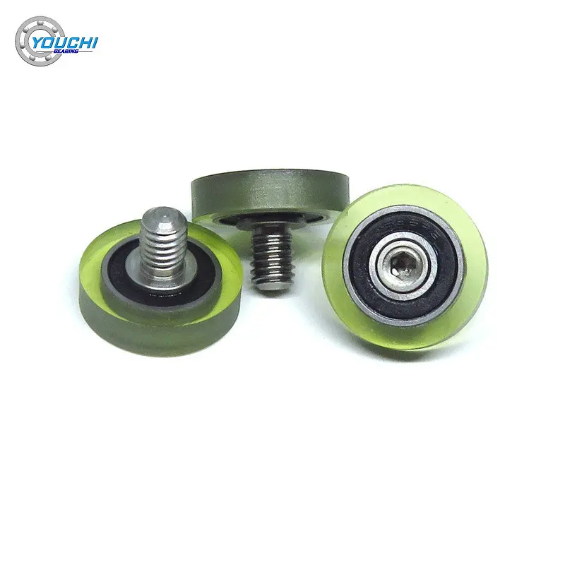 5pcs OD 20 mm PU Coated Roller With 696RS Bearing and M6 Screw PU69620-5C1L8M6 Polyurethane Soft Rubber Mute Pulley Wheel