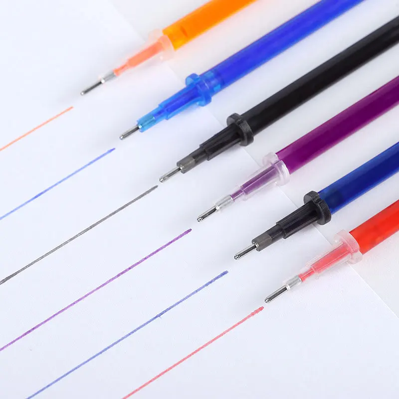 100Pcs/Set 0.5mm Erasable Gel Pen Refill Rod Blue Black Red Green Orange Color Ink Office School Writing Stationery Accessories