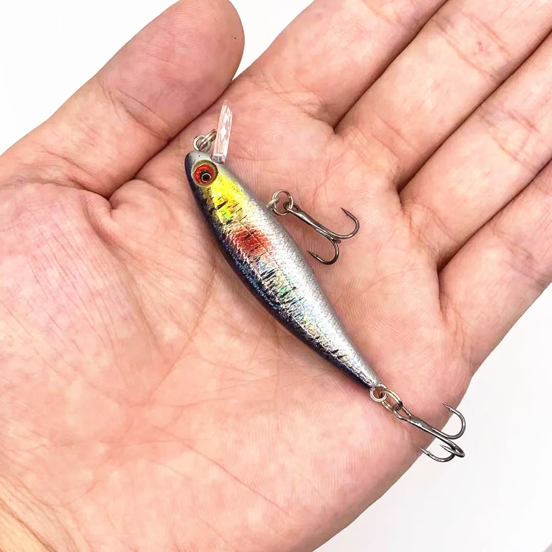 Minnow lure with 3D eyes for fishing, hard plastic bait, artificial jig, wobblers, crankbait, quality, 6.5cm/4.5G, 1 part