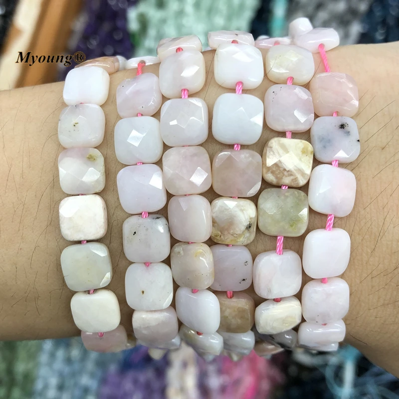 

8mm Faceted Square Natural Pink Opal Stone Beads For DIY Necklace Bracelet Jewelry Making 2Strands/Lot MY210813