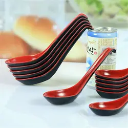Red Black Color Home Flatware Japanese Plastic Bowl Soup Porridge Spoon Hot Kitchen Accessories Soup Spoon For Home Restaurant