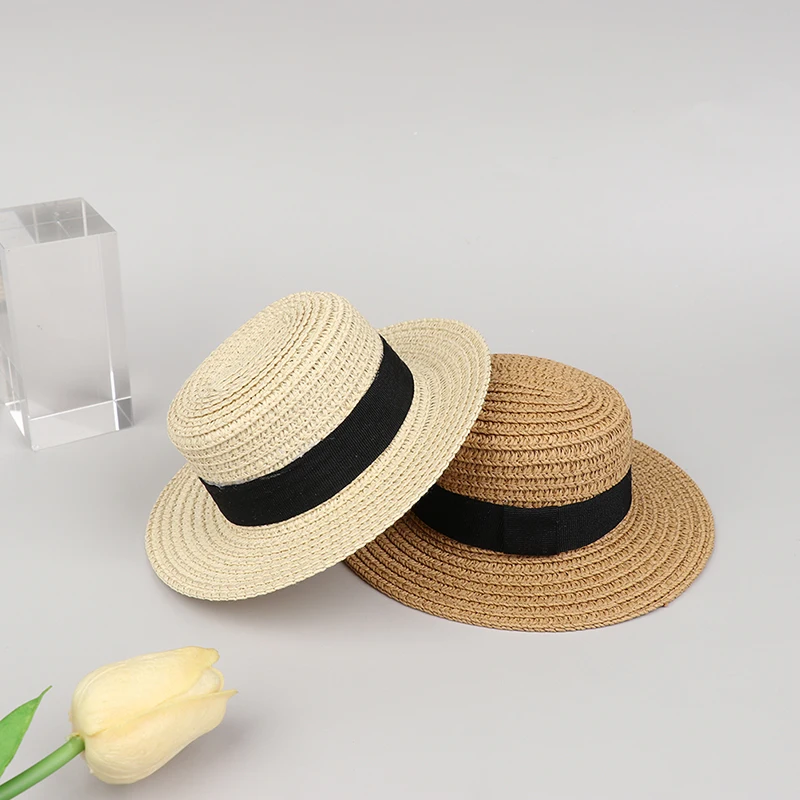 Chapeau de soleil en paille pour maison de poupée, accessoires miniatures, chapeau mignon, décoration