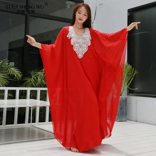 Imagen 2 del producto Nueva ropa de baile mujer danza del vientre ropa Kaftan vestido con lentejuelas Chiffon tradicional Khaleeji Thobe vestidos Bellydance 2 uds