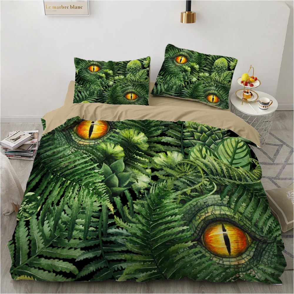 3D Bedding Sets Linens Duvet Cover Sets pillowcase 230x200 Single Double Queen King Twin Printed Green Eyes Dinosaur Bedclothes