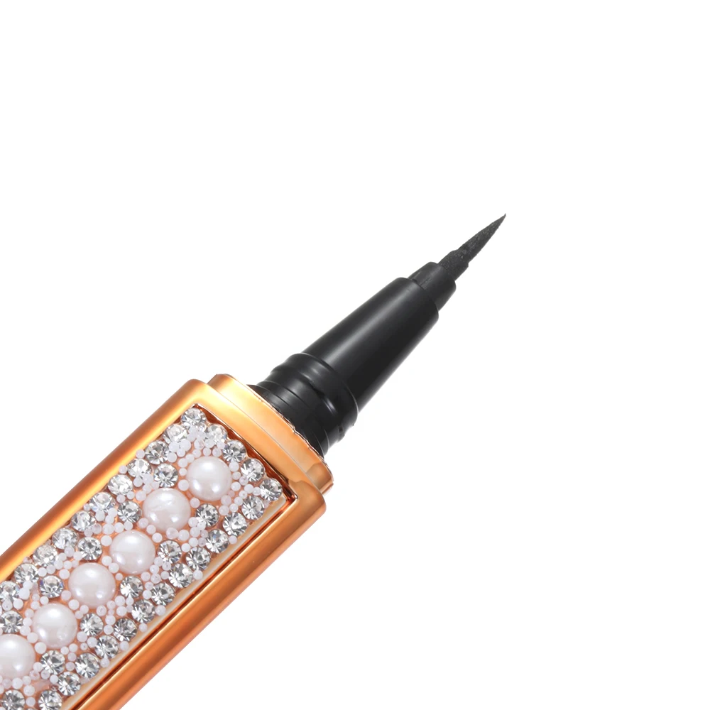 Delineador de pestañas mágico autoadhesivo 2 en 1, lápiz de pegamento No magnético, sin pegamento, delineador de ojos líquido brillante de diamante, resistente al agua, de larga duración