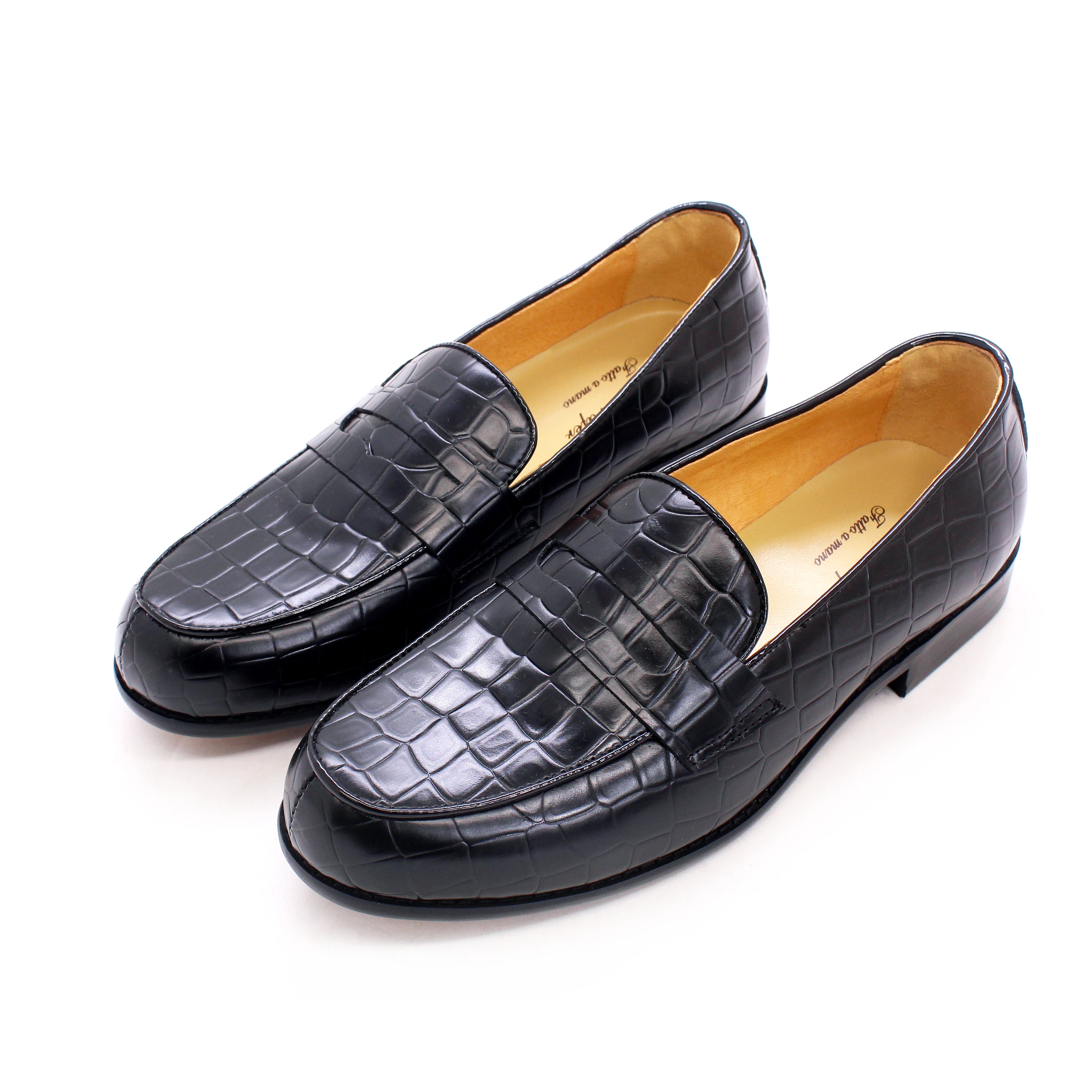 

Leather Men's Loafers Round Toe Caps Fish Pattern Italian Handmade Shoes Trend Office Men's Formal Shoes Banquet Wedding Shoes