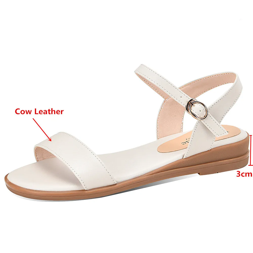 MILI-MIYA Hot Sale Women Sandals Gladiator Cow Genuine Leather Buckle Strap Top Brand Ladies Summer Beach Handmade Flats Shoes