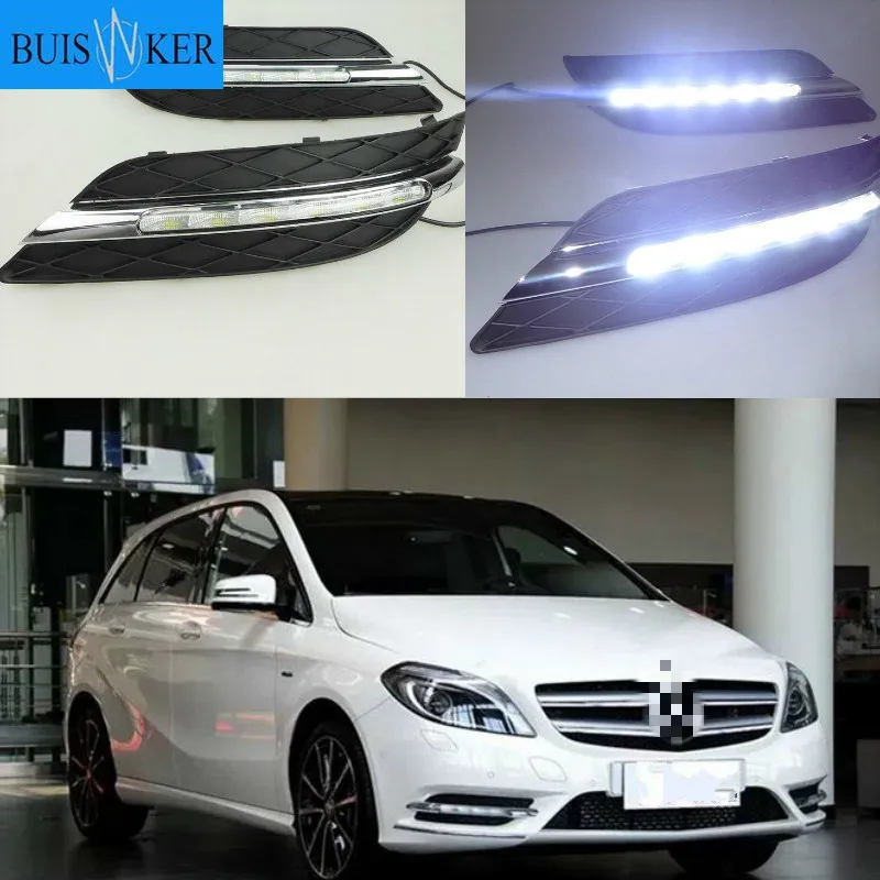 

2 шт. светодиодный дневные ходовые огни комплект для Benz W245 B класс B180/B150/B170/B200 2008 2009 2010 Габаритные огни Светодиодный дневной свет Противотуманные фары