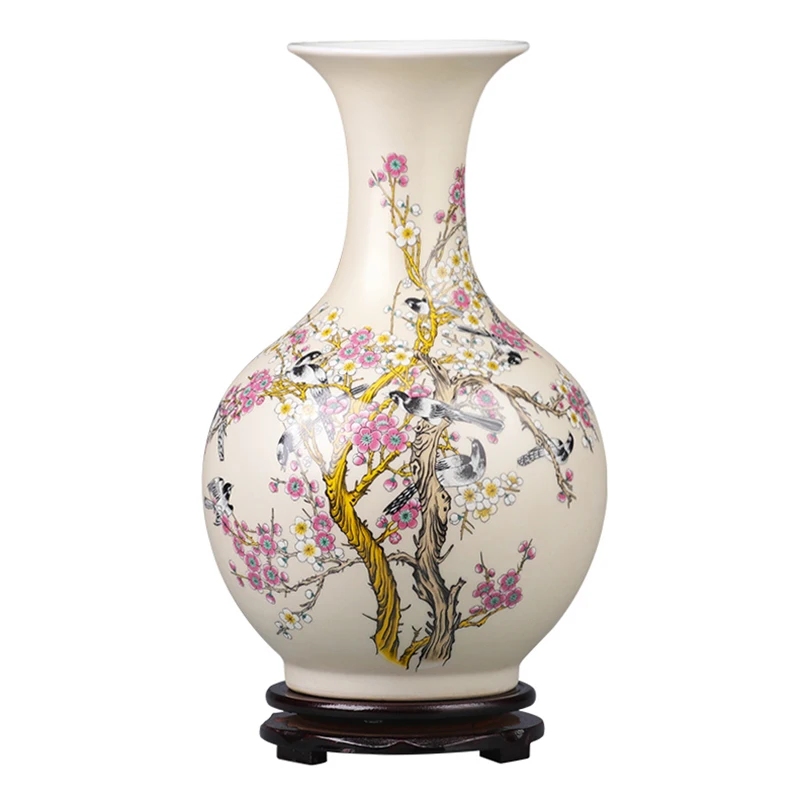 Jingdezhen Ceramic Big Vase New Chinese Style Golden Magpie Plum Large Vase Living Room Furnishing Articles Home Decoration