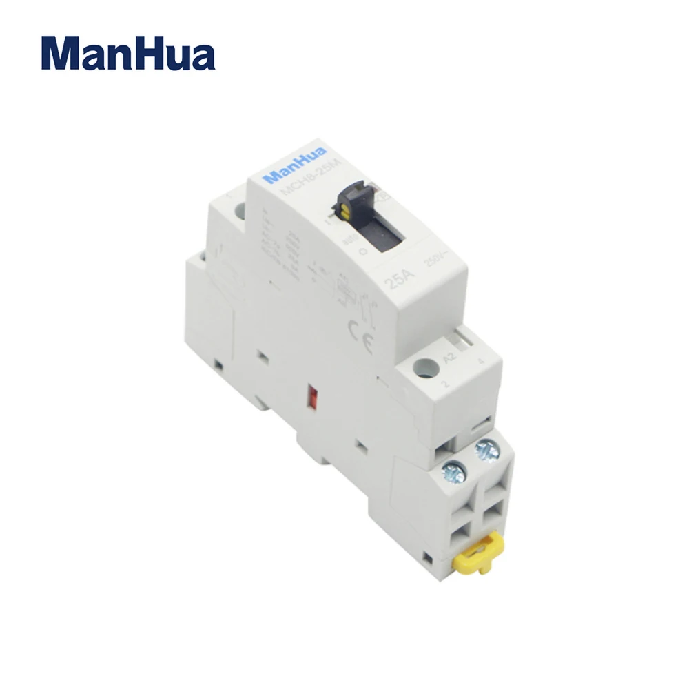 ManHua MCH8-25M 2P 25A 220V/230V 50/60HZ Din rail Household ac Modular contactor with Manual Control Switch