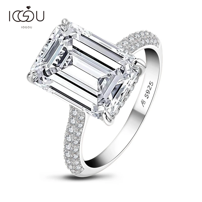 IOGOU Luxury 6CT 925 Sterling Silver Rings for Women White Gold Color Engagement Wedding Ring SONA Diamond Women 925 Jewelry