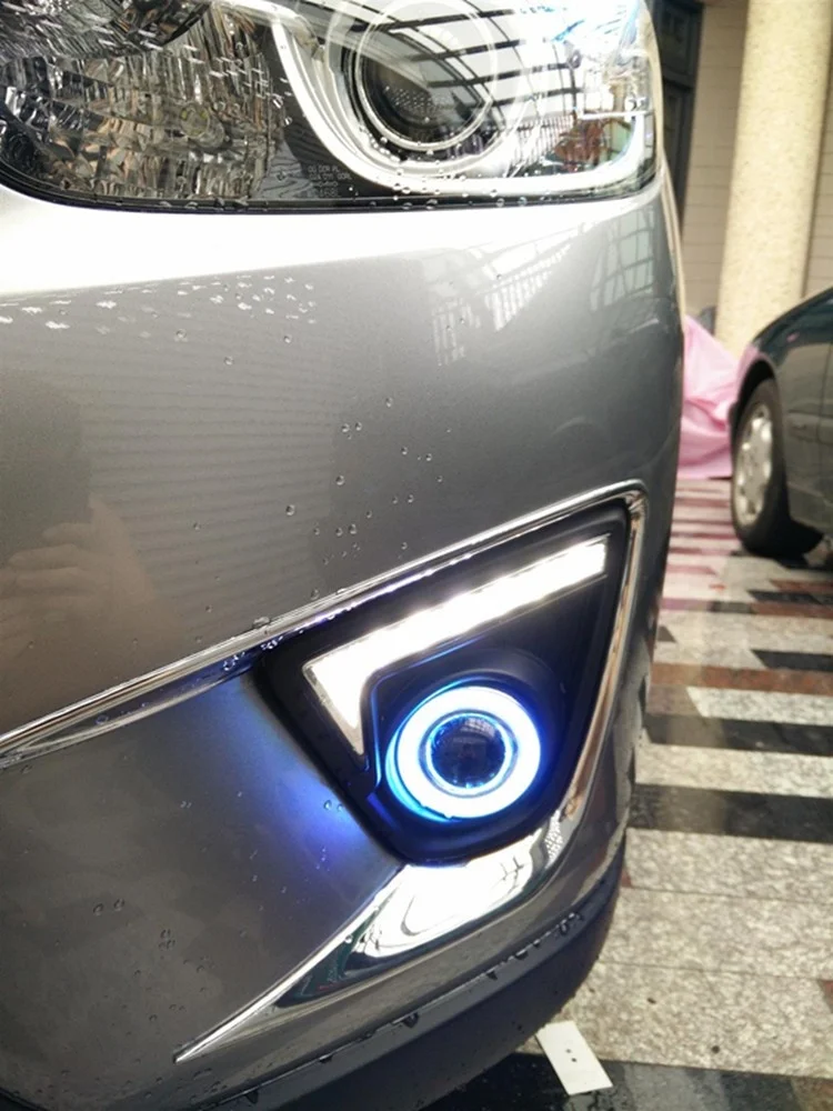 Eosuns Innovative Cob Angel Eye + Led Daytime Running Light Drl + Halogen Fog Lamp with Projector Lens for Mazda Cx-5