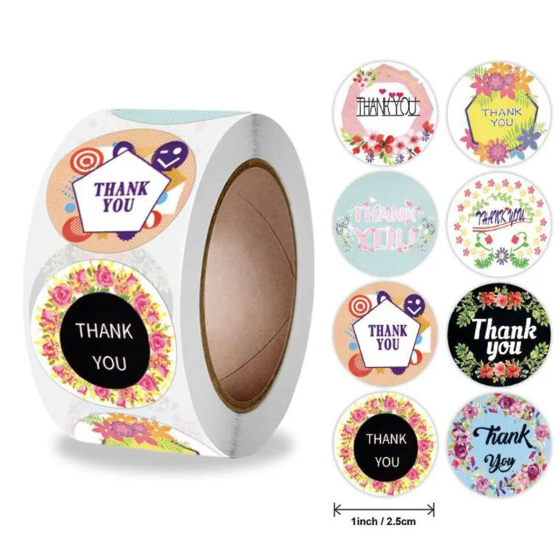 500 Pieces/Roll Child Reward Sticker Flower Thank You Sticker Label Wedding Party Craft Gift Decoration Stationery Sticker