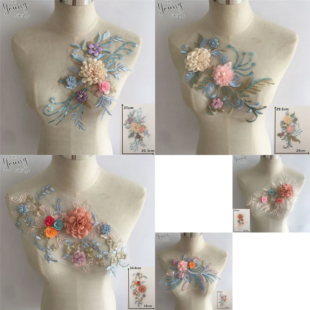 Fashion ABS Pearl Three-dimensional Flower Lace Collar Embroidery DIY Lace Tulle Collar Decorative Clothes Applique