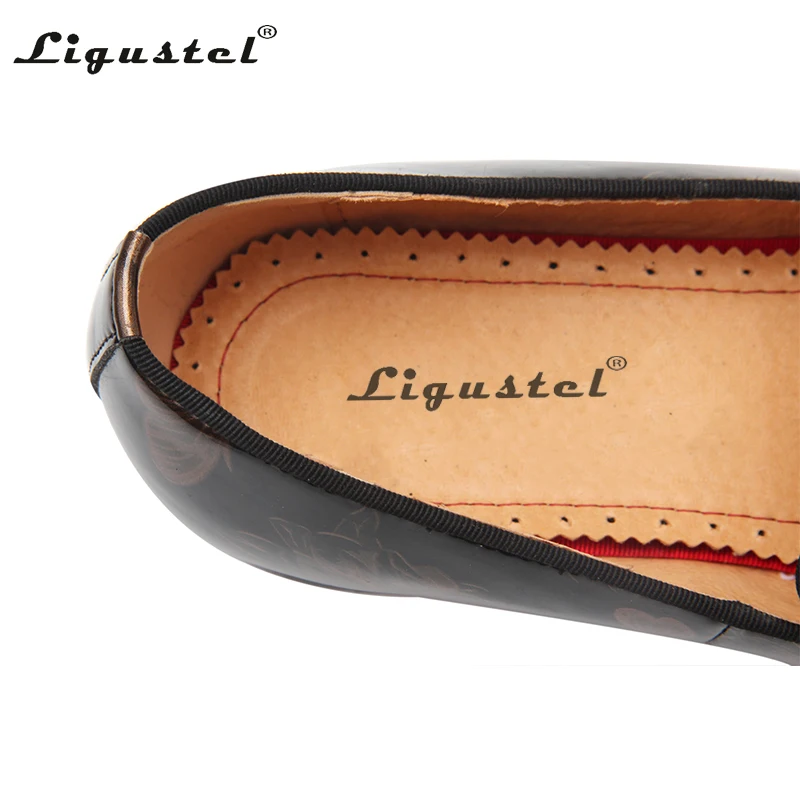 Ligustel-mocasines de piel auténtica para hombre, zapatos masculinos de estilo Casual, originales, de lujo, para fiesta de boda, con fondo rojo, de talla grande 13