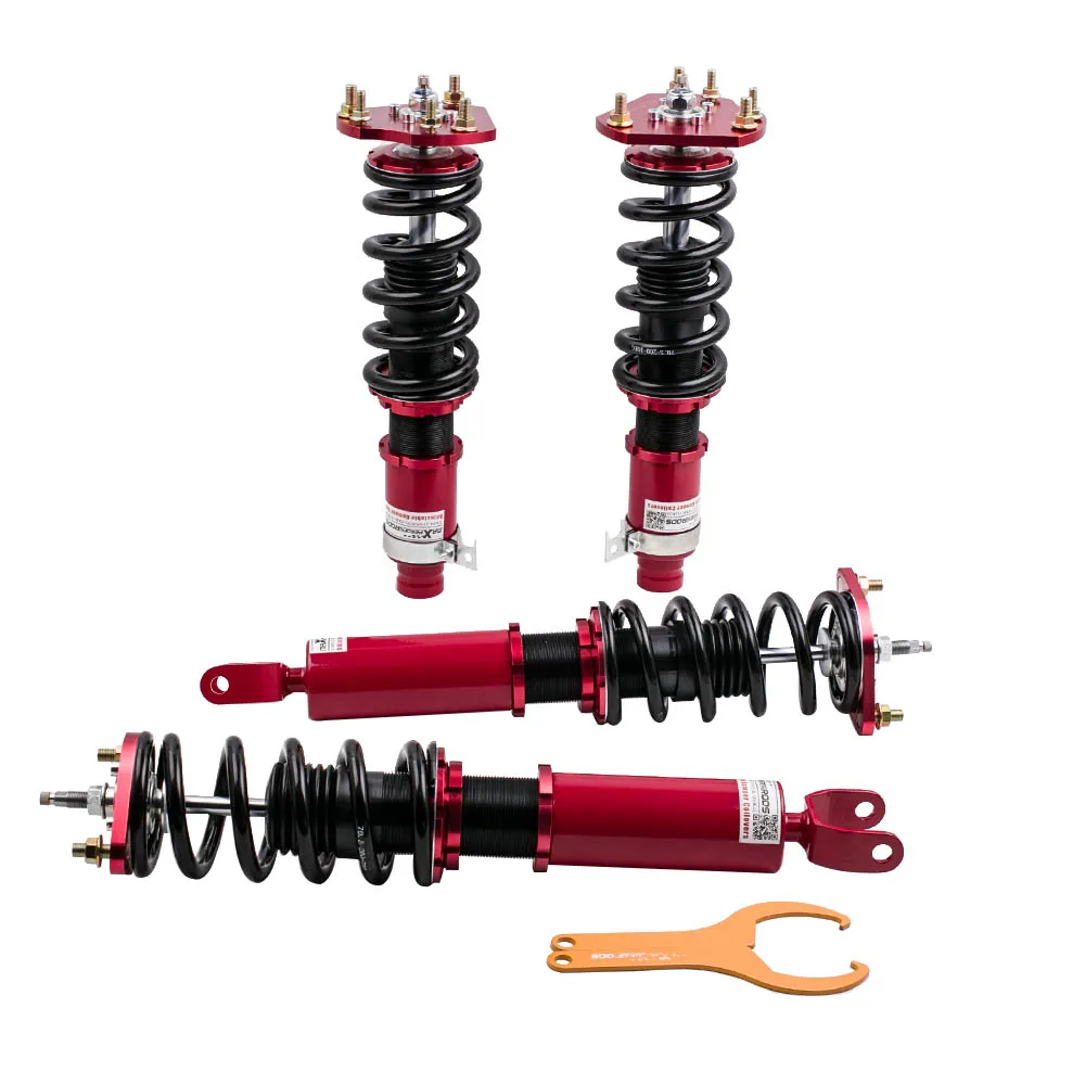 MaXpeedingrods Street Coilover Kits for Honda Prelude 1992-2001 24-Step Damper Suspenion Dampering Top Mount Spring Front Rear