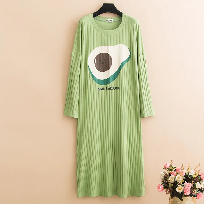 5XL Nightdrress Spring New Women New Arrival Robe Pit Bar Nightgown Sweet Cartoon Sleepshirts Long-sleeve Nightie Sleepwear