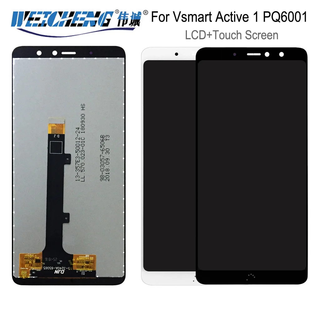 Black/White For Vsmart Active 1 PQ6001 LCD Display+Touch Screen Digitizer Assembly with Frame For Vsmart Active1 lcd+Tools